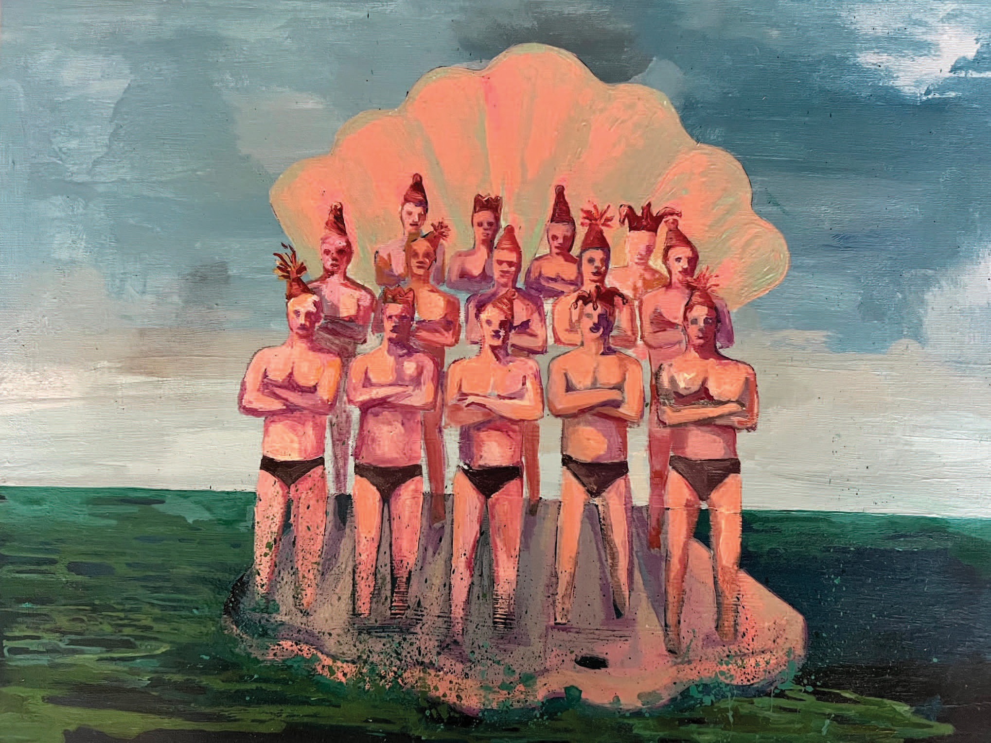 29.5×38.5cm / Everyone look at the camera please… / Acrylic on canvas pad